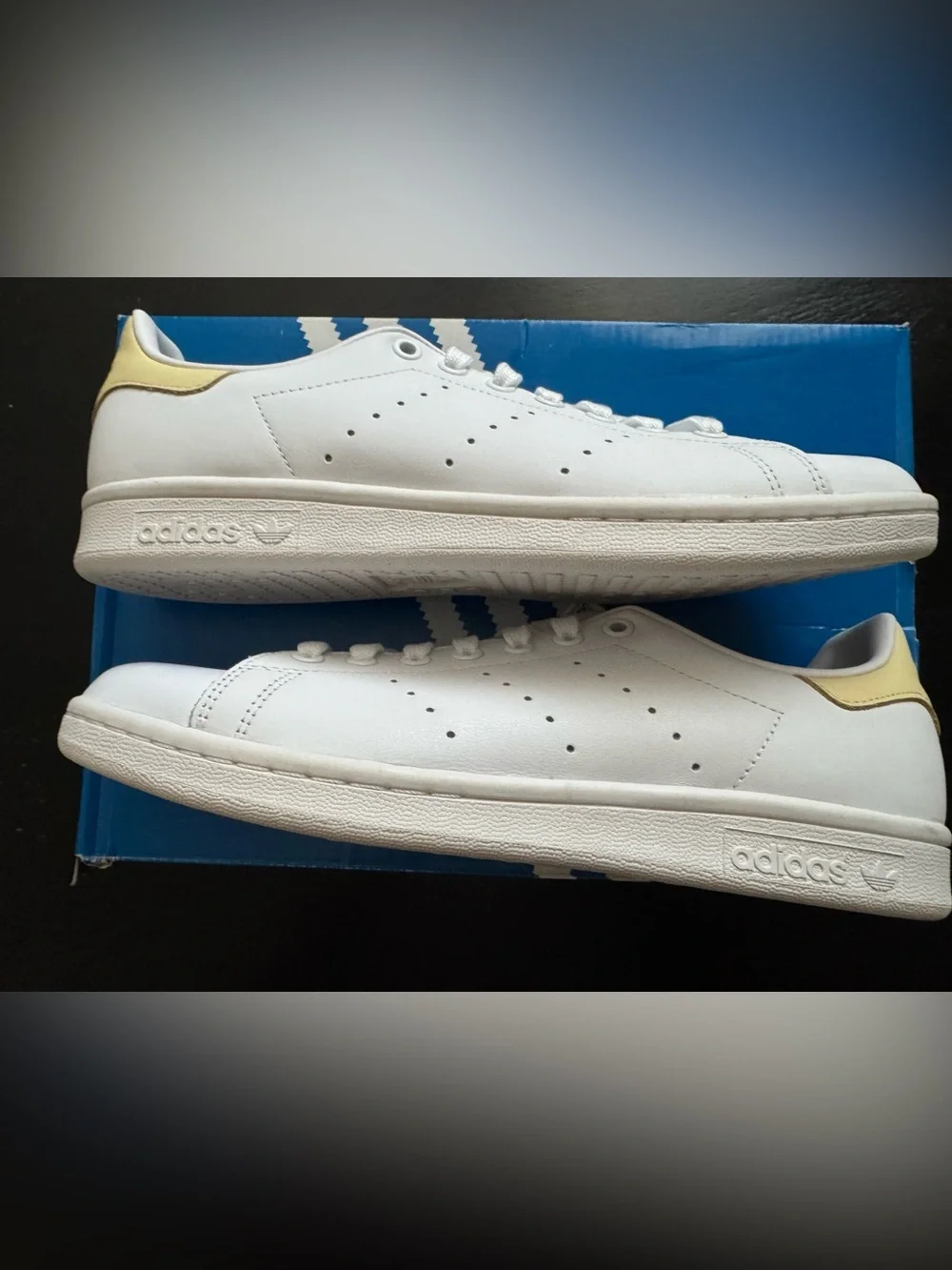 adidas Stan Smith Easy Yellow, Size 8M/9W. NWT. Free adidas socks with purchase